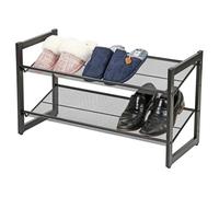 Taylor & Brown Shoe Rack, 2-Tier Stackable Shoe Storage Shelf, Metal Shoe Organiser with Adjustable Flat or Angled Shelves, 31 x 73 x 42cm, Holds 6-8 Pairs, Black