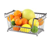 Taylor & Brown® Silver Storage Stacking Wire Basket Stackable Shelves Vegetable Food Kitchen Storage Rack Stand Bathroom Multi-Purpose Organiser with Adjustable Handles