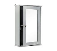 Taylor & Brown Single Door Mirrored Bathroom Cabinet Storage Cupboard Organiser Wall Mounted Mirror Cabinet with Adjustable Shelf, Grey 34cm x 15cm x 53cm