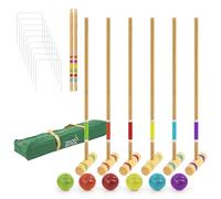 Taylor & Brown Six Player Croquet Set with Deluxe Premium Pine Wooden Mallets, Coloured Balls, Wickets, Stakes - Family Lawn Backyard Game Set, Includes Carry Bag