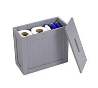 Taylor & Brown Slimline Wooden Bathroom Storage Unit, Toilet Roll Paper Cabinet, Compact Wooden Shaker Bathroom Box, Multi-Purpose Cleaning Tidy Box, Grey 37cm x 17cm x 33cm (Slim Storage Unit)