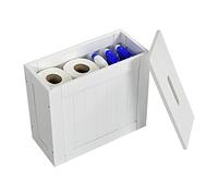 Taylor & Brown Slimline Wooden Bathroom Storage Unit, Toilet Roll Paper Cabinet, Compact Wooden Shaker Bathroom Box, Multi-Purpose Cleaning Tidy Box, White 37cm x 17cm x 33cm (Slim Storage Unit)