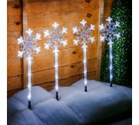 Taylor & Brown Snowflake Pathway Lights Set Of 4, 40 Led Christmas Tree Stake Markers, Outdoor Garden Decor, Mains Powered
