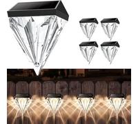 Taylor & Brown Solar Diamond Fence Lights | 4 Pack Decorative Garden Light | Outdoor Wall Light SMD LED, Wireless, Waterproof, | Perfect for Railing Fence, Deck, Step Yard Patio, Pathway, Stairs