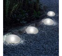 Taylor & Brown Solar Garden Ground Lights Outdoor Set of 4 Plastic Pebble Shape Decorative Rock Lights Half Ball Lawn Lamp Waterproof Cool White for Landscape Patio Pathway Yard