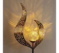 Taylor & Brown Solar Garden Lightscrackle Glass Globe Stake, Waterproof Metal Lamp, Warm White Led For Patio, Lawn, Pathway