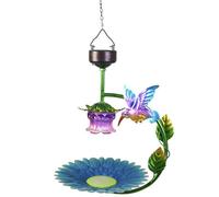Taylor & Brown Solar Hanging Bird Bath Feeder - Outdoor Metal Seed & Nut Tray For Garden Decoration & Backyard Feeding