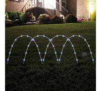 Taylor & Brown Solar Lights Outdoor Garden, Set of 4 Solar Powered LED Garden Arches Tube Pathway Marker Stakes Landscape Lighting for Patio Pathways Lawn Yard Decoration (Cool White)