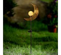 Taylor & Brown Solar Lights Outdoor Landscape Decor Moon Lantern for Patio, Lawn or Pathway Decorations Crackle Glass Globe Stake Metal Lamp Waterproof Warm White LED Garden Light