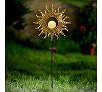 Taylor & Brown Solar Lights Outdoor Landscape Decor Sun Lantern for Patio, Lawn or Pathway Decorations Crackle Glass Globe Stake Metal Lamp Waterproof Warm White LED Garden Light