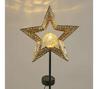 Taylor & Brown Solar Star Lanterncrackle Glass Globe Stake, Waterproof Warm White Led Garden Light For Patio, Lawn, Pathway