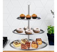 Taylor & Brown® Stainless Steel 3 Tier Round Cake Stand To Display Cakes/Cupcakes/Biscuits/Muffins - Party Wedding