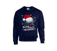Taylor Brown Swing into the season, christmas xmas festive golf golfer golfing silly novelty joke Unisex Funny Adults Sweatshirt Jumper Navy
