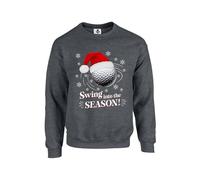 Taylor Brown Swing into the season, christmas xmas festive golf golfer golfing silly novelty joke Unisex Funny Adults Sweatshirt Jumper Dark Heather