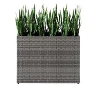 Taylor & Brown Tall Rectangular Rattan Wicker Planter with Removable Liner Large Indoor Outdoor Planters Flower Plant Pots Garden Box Patio Front Porch 61cm (H) x 81cm (W) x 28cm (D) (Grey)
