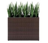 Taylor & Brown Tall Rectangular Rattan Wicker Planter with Removable Liner Large Indoor Outdoor Planters Flower Plant Pots Garden Box Patio Front Porch 61cm (H) x 81cm (W) x 28cm (D) (Brown)