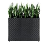 Taylor & Brown Tall Rectangular Rattan Wicker Planter with Removable Liner Large Indoor Outdoor Planters Flower Plant Pots Garden Box Patio Front Porch 61cm (H) x 81cm (W) x 28cm (D) (Black)