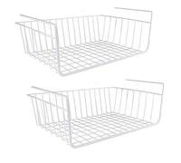 Taylor & Brown Under Shelf Storage Basket, 2-Pack Under Shelf Hanging Metal Wire Storage Basket Organizer for Kitchen, Office, Pantry, Bathroom, Cabinet (White)
