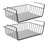 Taylor & Brown Under Shelf Storage Basket, 2-Pack Under Shelf Hanging Metal Wire Storage Basket Organizer for Kitchen, Office, Pantry, Bathroom, Cabinet (Black)