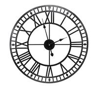 Taylor & Brown Vintage Large 60cm Wall Clock Round Metal Silent Non-ticking Battery Operated Black Roman Numerals Clocks for Home, Office, Indoor, Outdoor Garden