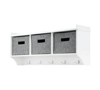 Taylor & Brown Wall-Mounted Coat Rack With 5 Hooks, Shelf, 3 Fabric Baskets - Modern Hallway Organiser, W90Xd20Xh34Cm (White)