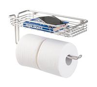 Taylor & Brown Wall Mounted Double Toilet Paper Roll Holder Bathroom Organiser with Storage Shelf for Mobile Phones, Books etc for Two Toilet Paper Rolls