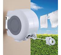 Taylor & Brown Wall Mounted Twin Cable Retractable Washing Line - 26m Long Clothes Line - Extendable Laundry Drying String Line Heavy-Duty Plastic & Polyvinyl - Ideal For Indoor & Outdoor Use - White