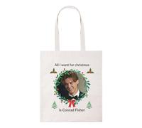 Taylor Brown Want for christmas is Conrad Fisher, tsitp, meme novelty iconic xmas festive tote bag cotton shopper shopping bags reusable