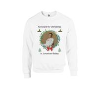 Taylor Brown Want for christmas is Jonathan Bailey, xmas festive meme iconic cool trendy Unisex Funny Adults Sweatshirt Jumper White