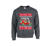 Taylor Brown What fun it is to ride golf buggy, golfer christmas golfing meme novelty fun joke humour xmas Unisex Funny Adults Sweatshirt Jumper Dark Heather