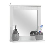 Taylor & Brown White Wooden Wall Mounted Bathroom Mirror with Shelf Hanging Vanity Mirror Cabinets for Living Room or Bathroom, White 40cm x 13cm x 42.5cm (Mirror with Shelf)