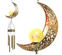 Taylor & Brown Wind Chimes Solar Lights - Powered LED Moon Sun Night lights outdoor Garden Waterproof Metal Windbell Chime Light Lamp for Patio Deck Lawns Yard Patio (Moon)