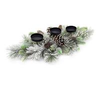 Taylor & Brown Winter Frost Christmas Table Candle Holder, Snow-Dusted Pine & Evergreen Centerpiece, Elegant Dining Table Decor