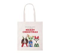 Taylor Brown Wishing You a Merry Christmas Dogs tote bag cotton shopper shopping bags reusable xmas festive snta cute cool animal winter
