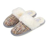 Taylor & Brown Women’s Faux Fur Mule Slippers - Soft Plush Fluffy Slip-On House Shoes with Warm Cosy Lining & Anti-Skid Sole for Indoor & Outdoor Comfort, Grey