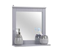 Taylor & Brown Wood Framed Wall-Mounted Mirror, Bathroom Mirror with Shelf, Hanging Vanity Mirror, for the Living Room and Bathroom (Grey)