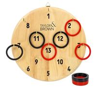 Taylor & Brown Wooden Hoopla Hanging Hook Ring Toss Target Game | Throw Ring Board, Just Hang it on a Wall and Start Playing | Indoor Outdoor Activity | Perfect for Parties, Family Fun