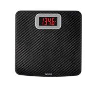 Taylor Digital Bathroom Scale, 440 lb Cap, Red LED, Anti-Slip, Black | Tempered safety glass for stability, backlit display readable from any angle, instant results, low profile modern design