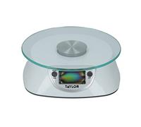 Taylor Digital Kitchen Food Scales with Glass Platform, Highly Accurate with Tare Function and Precision, Silver Weighs 5 kg / 5,000 ml Capacity