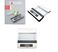 Taylor Digital Kitchen Food Scales with Glass Platform, Highly Accurate with Tare Function and Precision, Stainless Silver, Weighs 5 kg