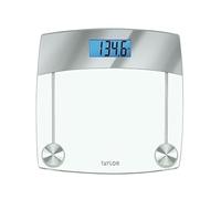 Taylor Digital Scales for Body Weight, Extra Highly Accurate 440 LB Capacity, Unique Blue LCD, Stainless Steel Accents GlassPlatform, 12.4 x 12.4 Inches, Clear