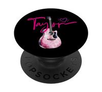Taylor First Name I Love Taylor Girl Cute Guitar PopSockets Adhesive PopGrip