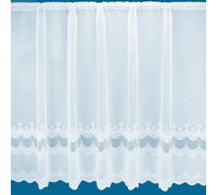Taylor Floral Border Semi Plain White Net Curtain - Sold By The Metre (Drop 114cm (45"))
