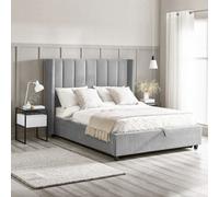 Taylor Grey Fabric Winged Ottoman Storage Bed Frame - 4Ft6 Double