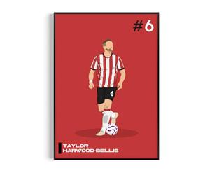 Taylor Harwood-Bellis Poster, Modern Football Wall Art Print, Minimalist Soccer Gift for Fans (Taylor Harwood-Bellis, A4, Unframed)