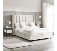 Taylor - King Size - Winged Ottoman Storage Bed - Off-White - Fabric - 5ft
