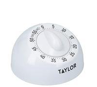 Taylor Kitchen Timer, Classic Mechanical Cooking and Baking Countdown Rotating Alarm, 60 Minutes, White