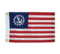 Taylor Made Sewn US Yacht Ensign Flag for Boats, 16" x 24", Marine-Grade Nylon, Fade Resistant, Brass Grommets, Embroidered Stars and Stripes, Flag only - 2020109185
