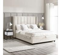 Taylor Off-White Fabric Winged Ottoman Storage Bed Frame - 4Ft6 Double