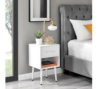 Taylor Painted Wooden Bedside Table With 1 Drawer Plus Shelf and Silver Handles FurnitureboxUK White One Size